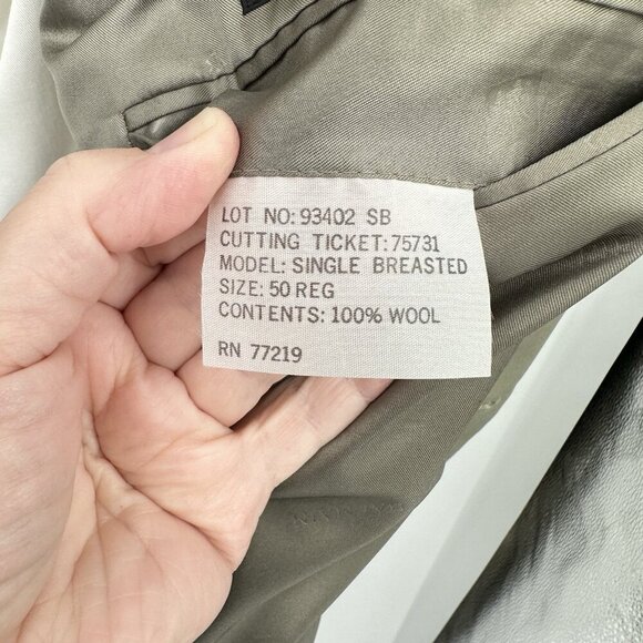 vintage 90s PIERRE BALMAIN jacket blazer sport coat 100% wool designer khaki 50R - Picture 1 of 9